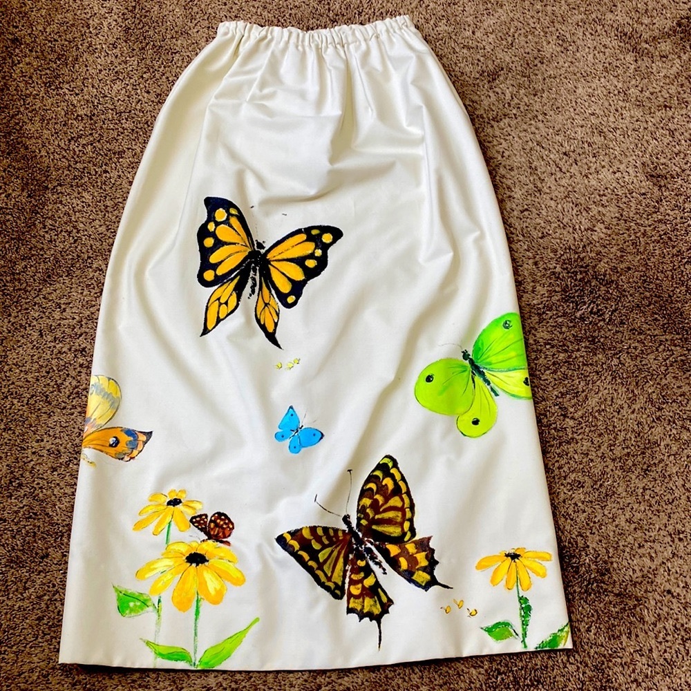 Vintage Butterflies Hand Painted Flower skirt